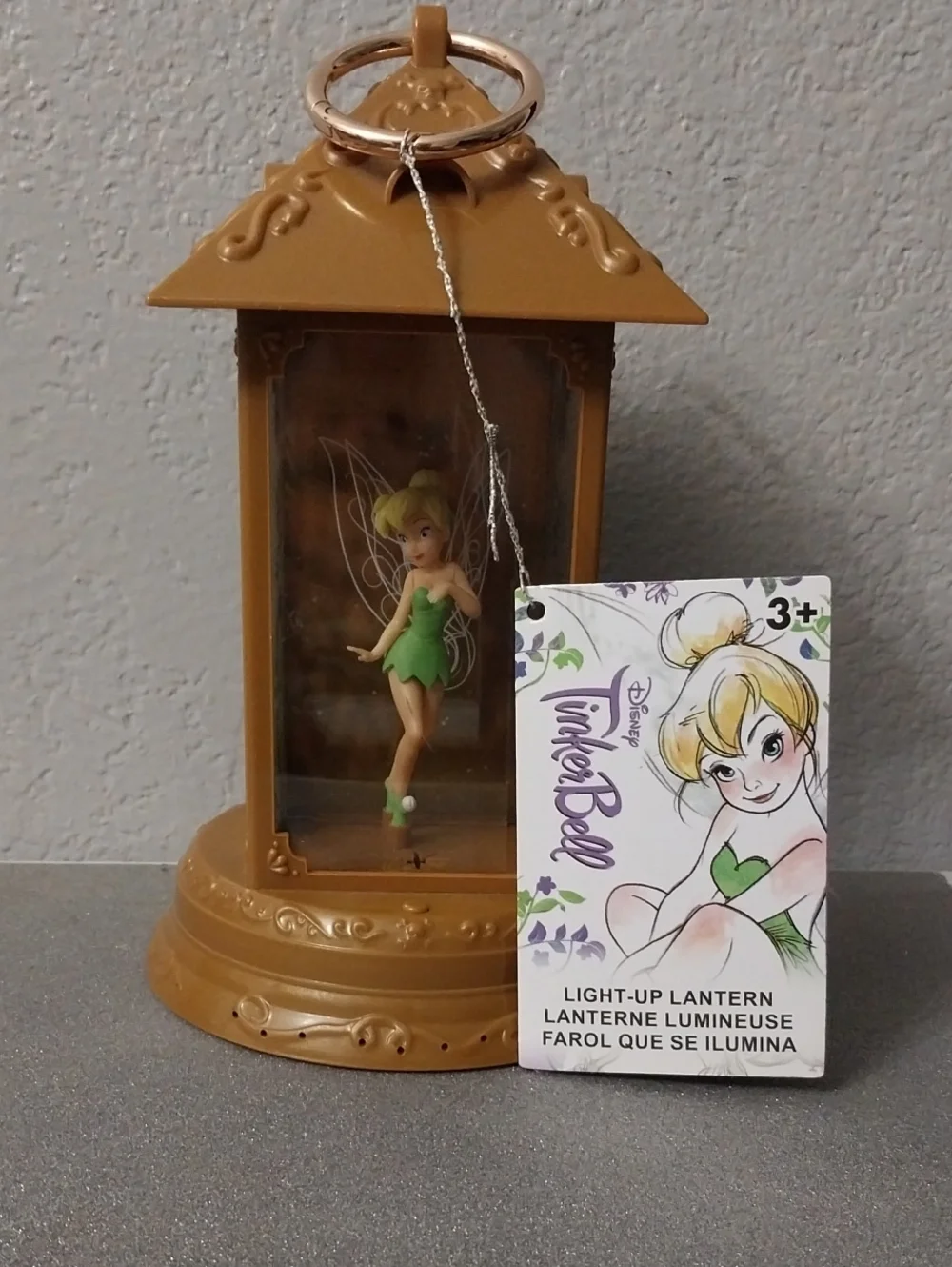 Disney Tinker Bell Light-Up Lantern in Tan with Green Figure